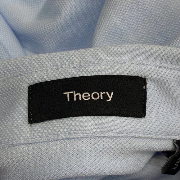 Theory Tailored Function Piqué Polo Shirt • Size M • Skylight Blue Short Sleeve - Picture 8 of 13